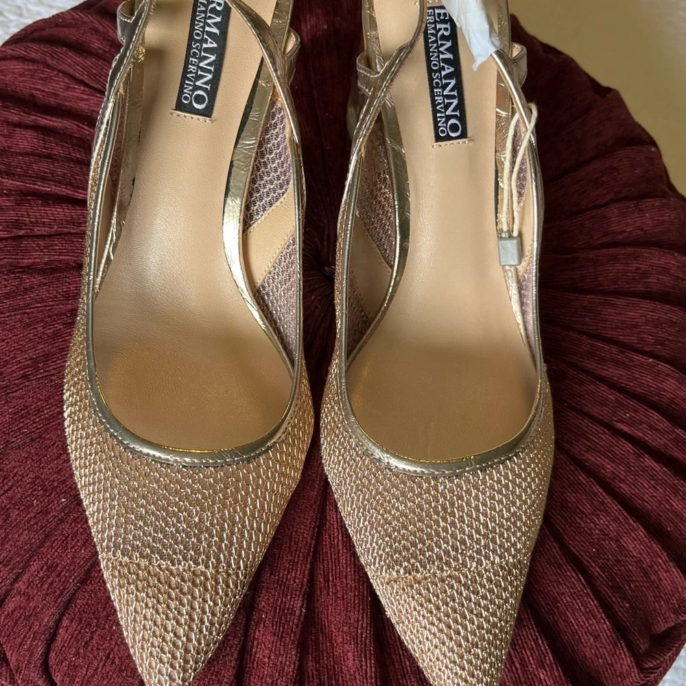 Ermanno Scervino Gold Mesh Heels